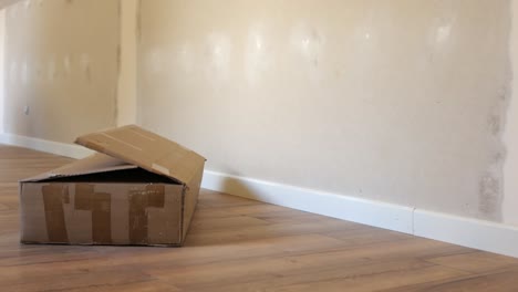 empty cardboard box in a room under renovation