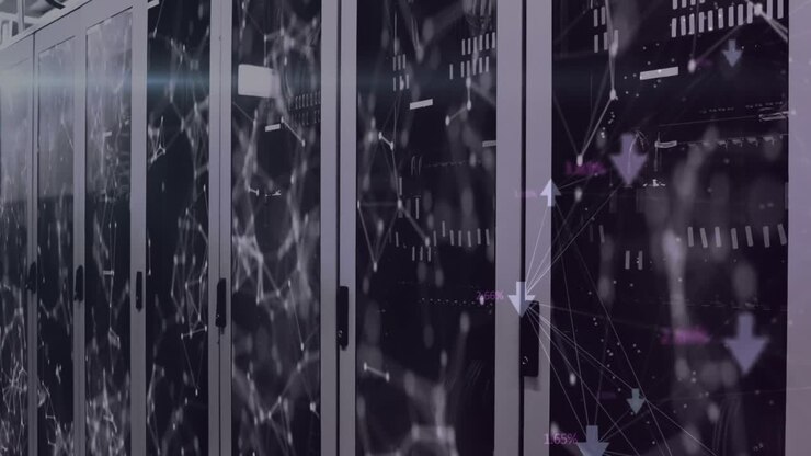 Animation of network of connections over server room