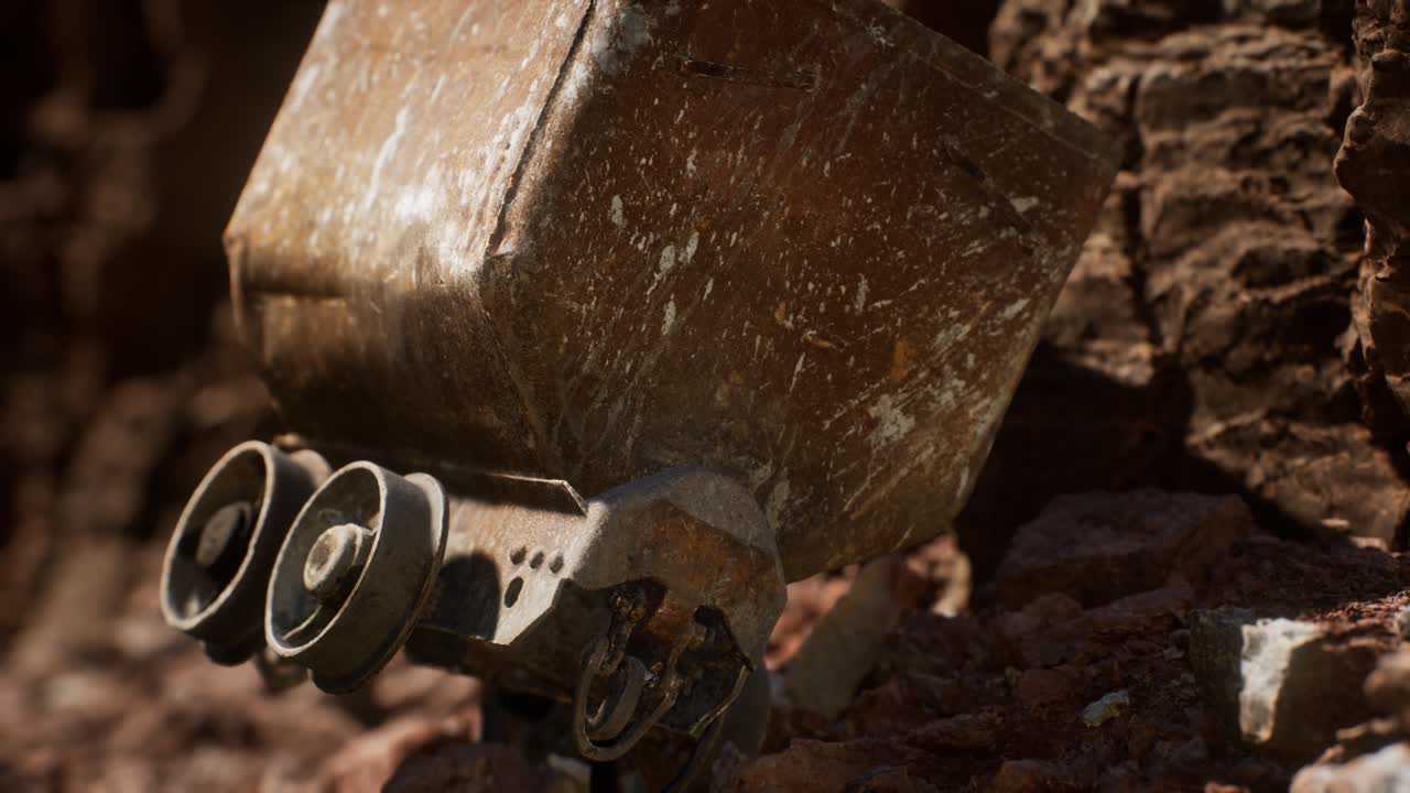 골드 러시 기간 에 광석 을 운반 하는 데 사용 된 버려진 금광 트롤리