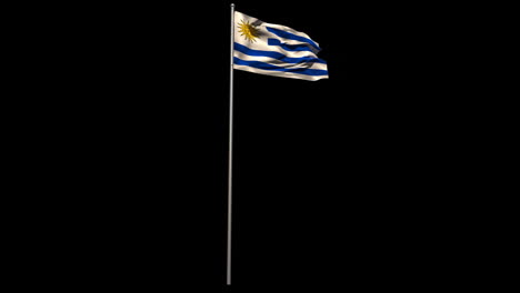 Uruguay-national-flag-waving-on-flagpole