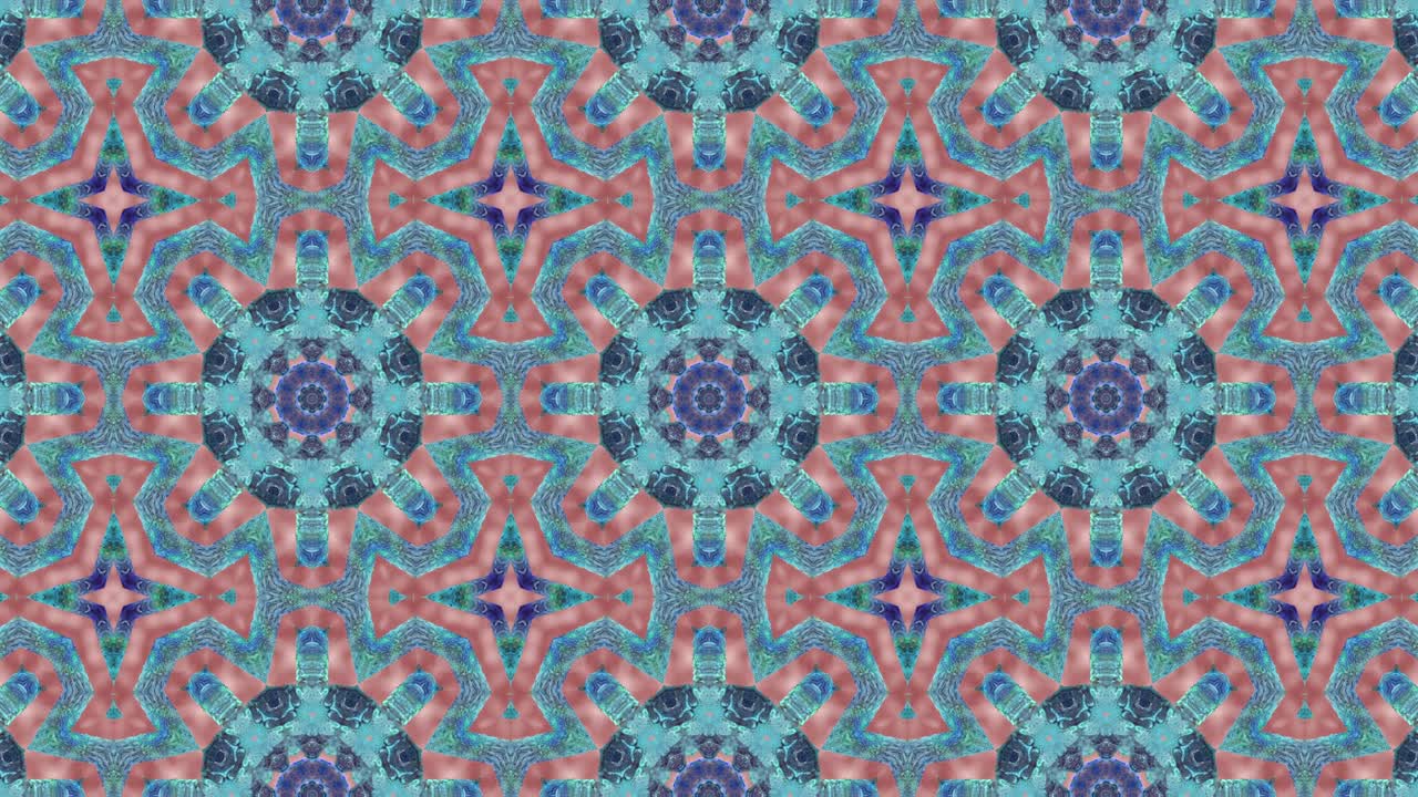 3d Looped abstract ornate decorative background. Hypnotic trendy kaleidoscope.