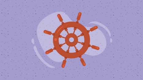 animación náutica del timón de un barco de madera