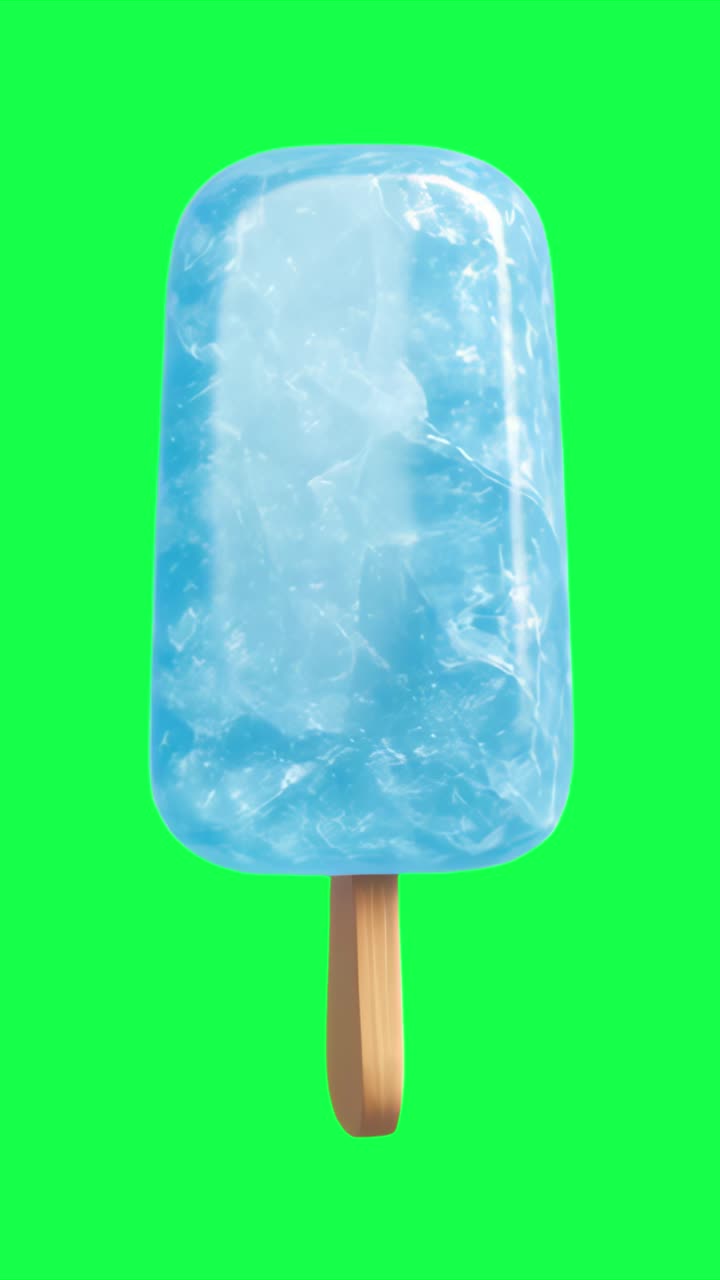 Animazione di un dolce gelato blu vivace, video 4K trasparente, green screen.