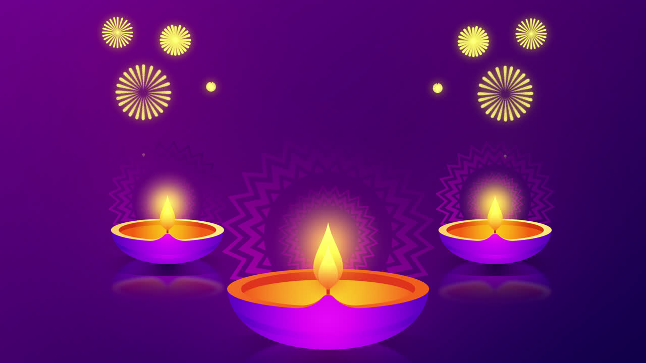 Diwali Celebration Background with Candles and Fireworks