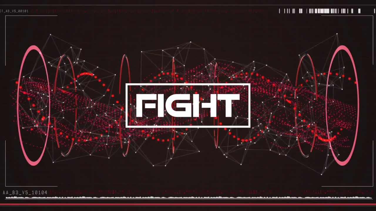 빨간색으로 회전하는 dna 가닥 위에 싸우는 텍스트의 애니메이션