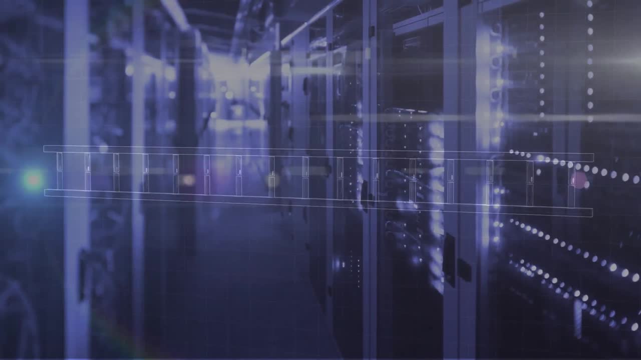 Animation of dna strand spinning and data processing over computer servers