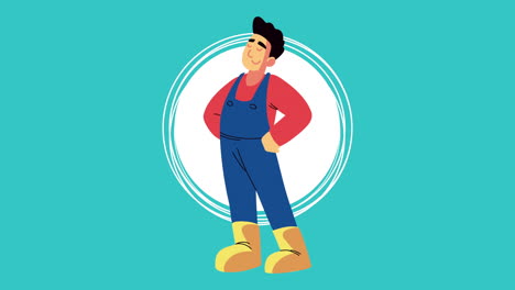 animación del estilo de vida agrícola con el agricultor