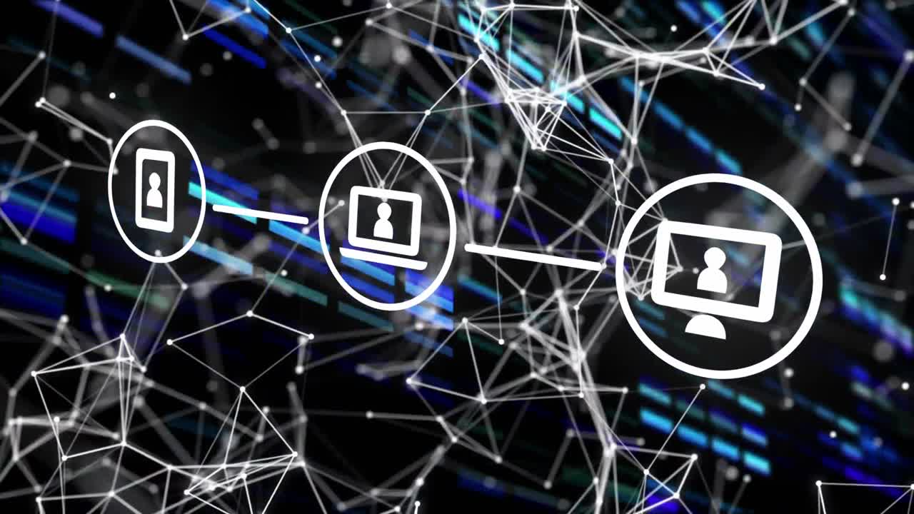 red de iconos digitales contra la red de conexiones