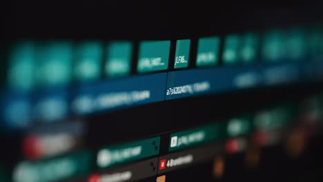 closeup of a video editing timeline as the editor scrubs through the footage