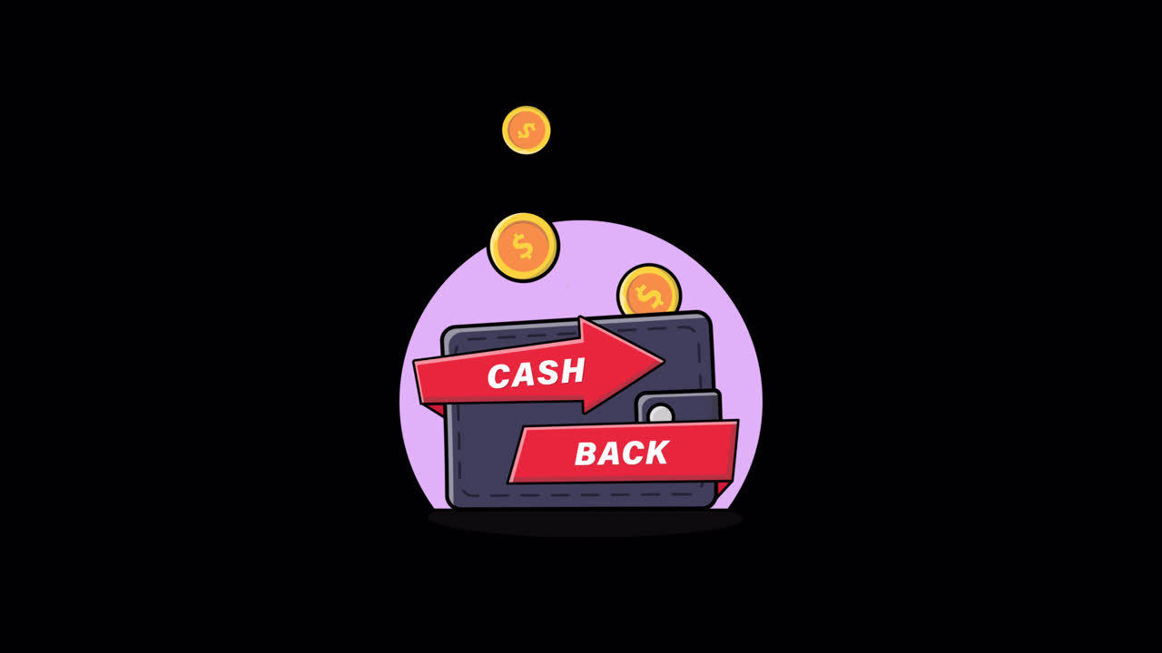 Animated Wallet with Cash Back and Falling Coins