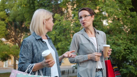 two women talking and shopping