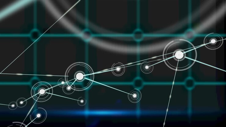 Animation of network of connections over dark background