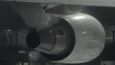 view to the plane engine at night