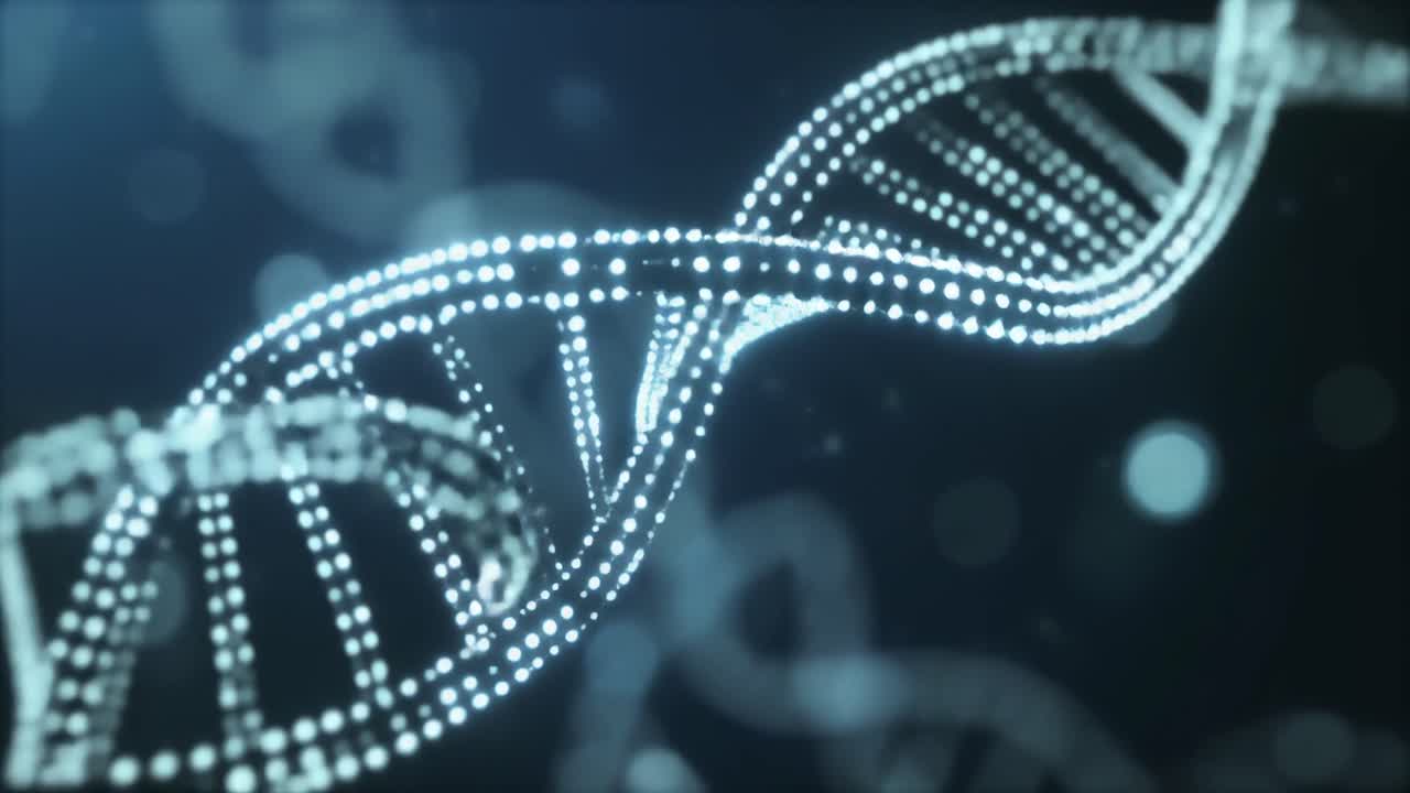 Animazione digitale astratta di doppia elica di DNA rotante