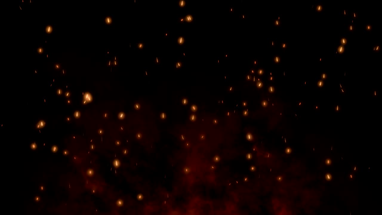 Animated: glowing particles fly into the air from smoke.