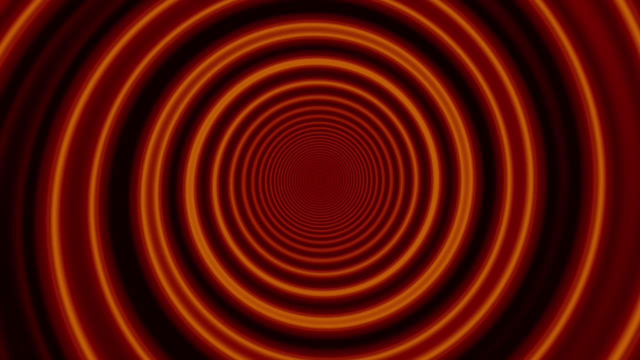 Animation af en glødende rød-orange tunnellignende spiral
