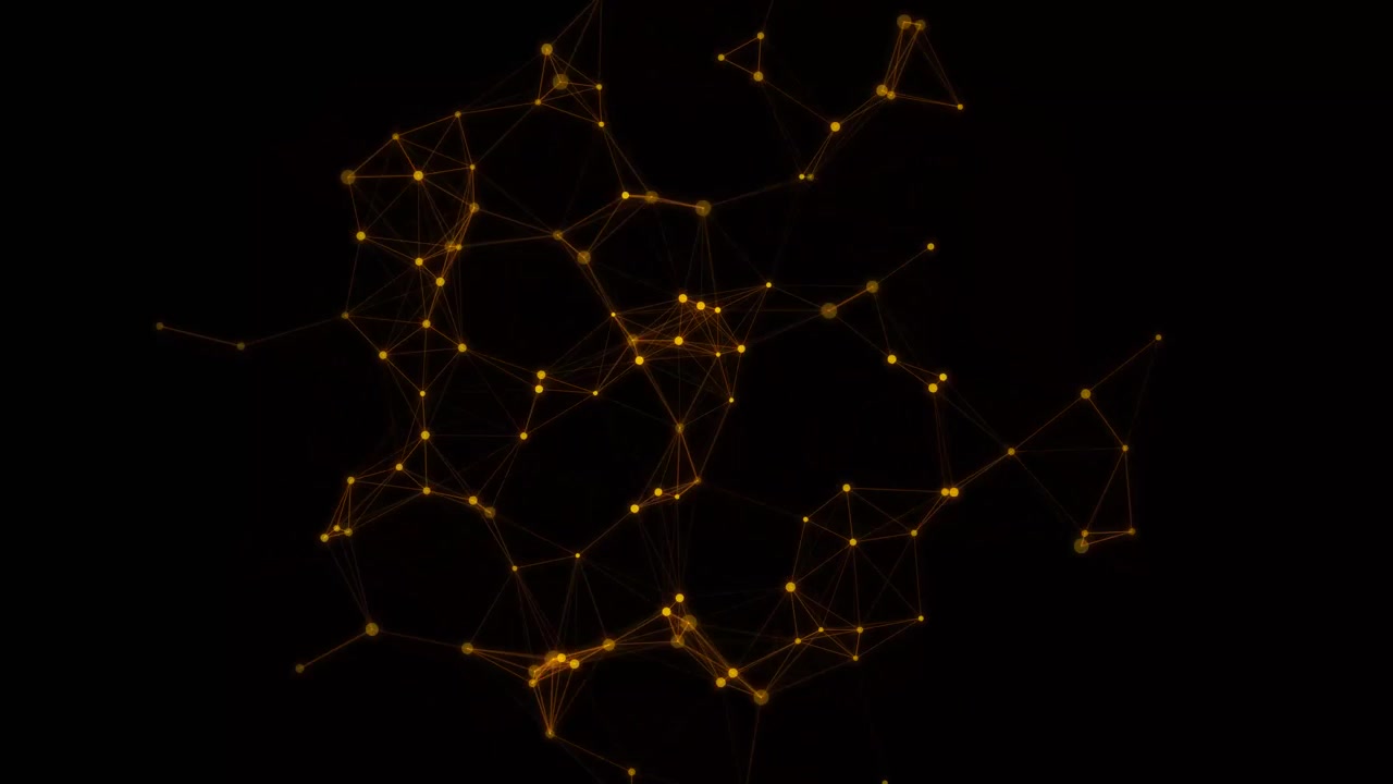 Abstrakt digital netværksforbindelse med glødende orange noder.