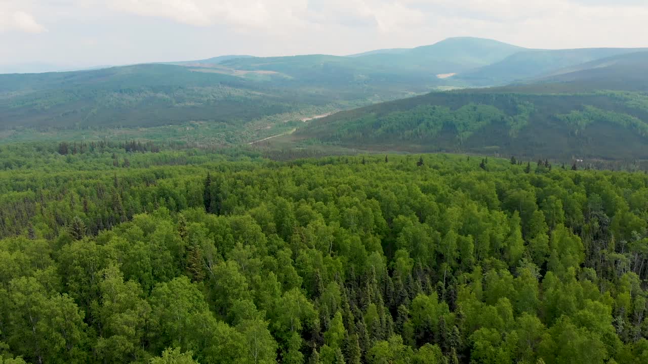 4K Drone Video of White Mountains near Fox, Alaska on Sunny Summer Day
