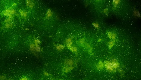 green glitters and stars in space