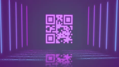 animation of qr coded and illuminated lines against black background