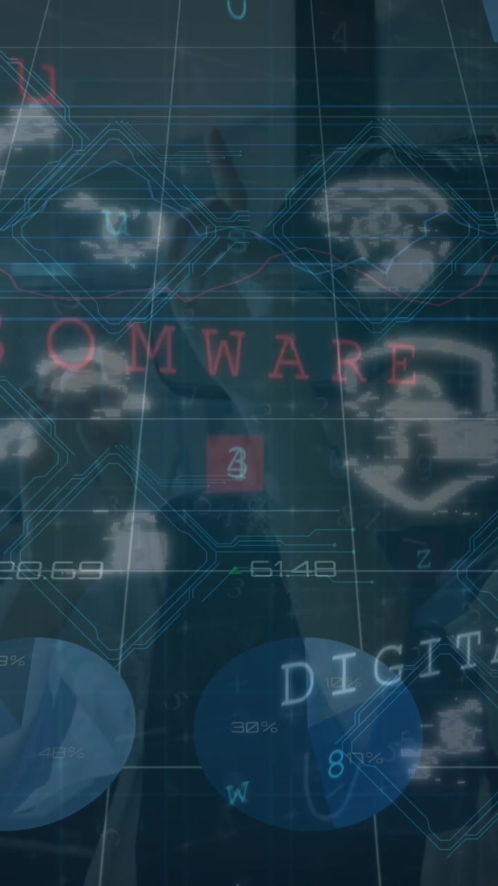 Animation of financial data processing over group of diverse business people