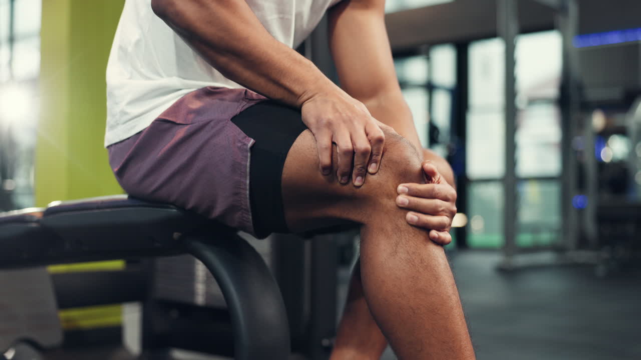 Man with Knee Pain in Gym