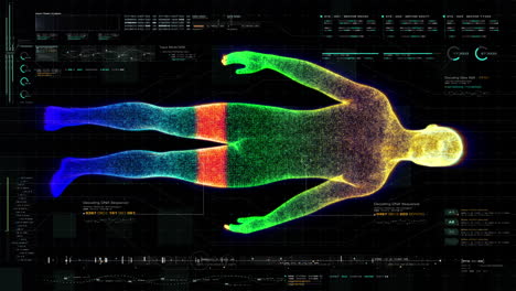 Fortschrittliches-Head-up-Display-Bewegungselement-Benutzerschnittstelle-Informationstechnologie-Virtuelle-Biomedizinische-Holografische-Scan-Diagnose-Des-Menschlichen-Körpers-Mit-Daten--Und-Telemetrie-Head-Up-Display