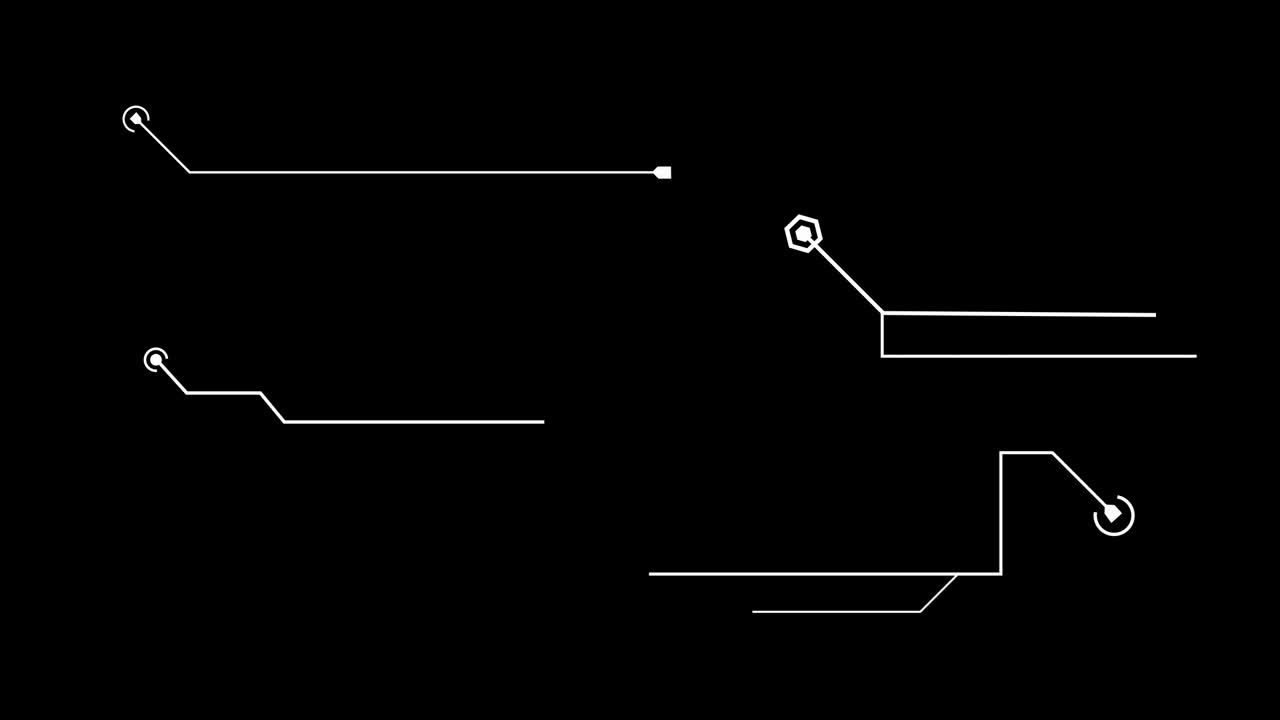 HUD callout elements digital technology motion black and white