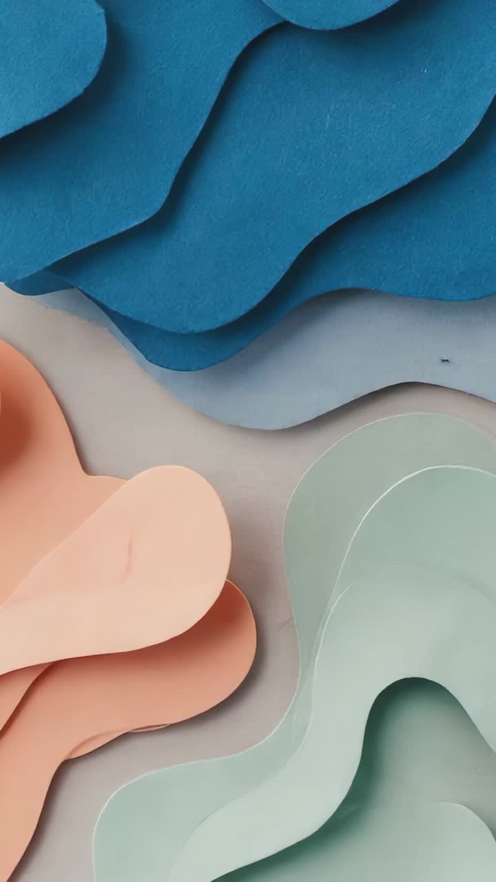 Vertical video: Glossy black fill sweeping up across pastel shapes on gray surface, hiding layers