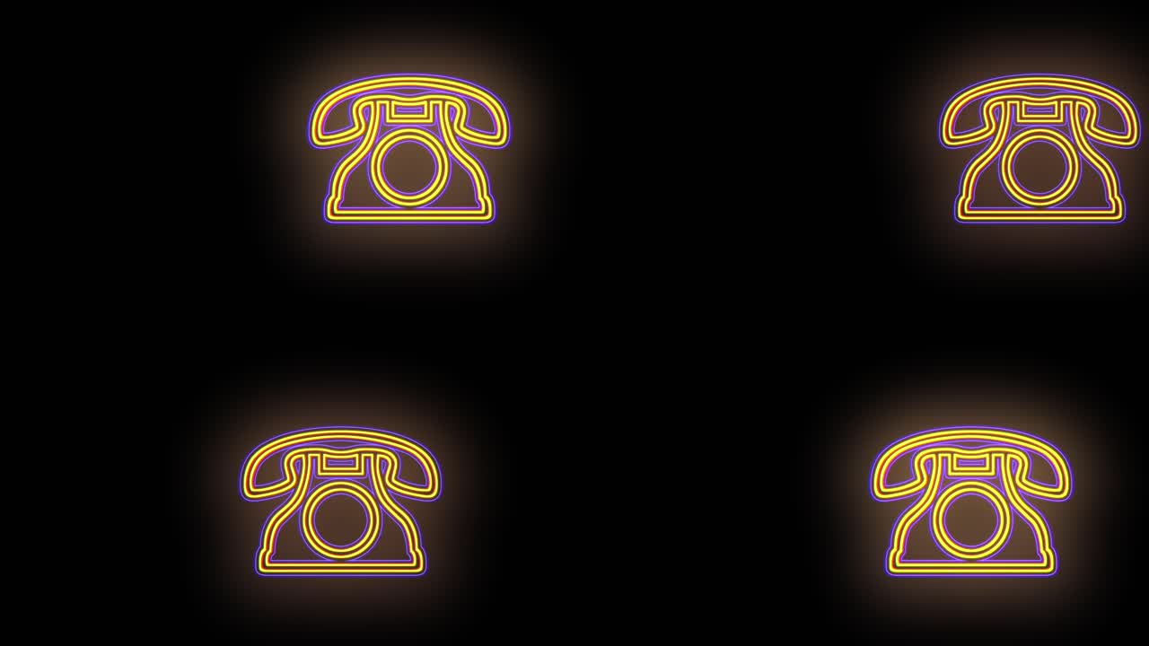 patrón de teléfono vintage con luz amarilla de neón pulsante