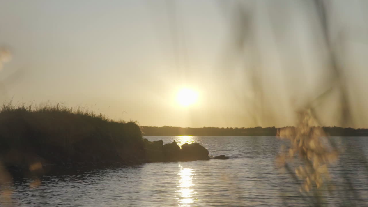 아름다운 풍경, 강 일몰, 여름 분위기