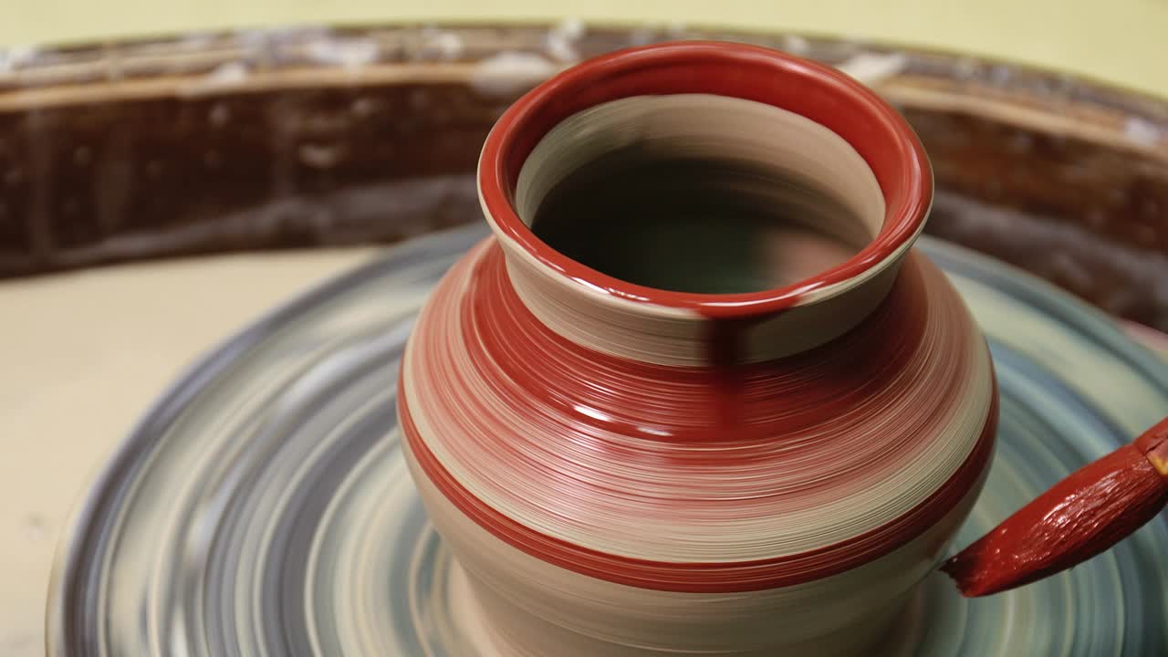 rueda de cerámica giratoria. artesano artista olla de pintura