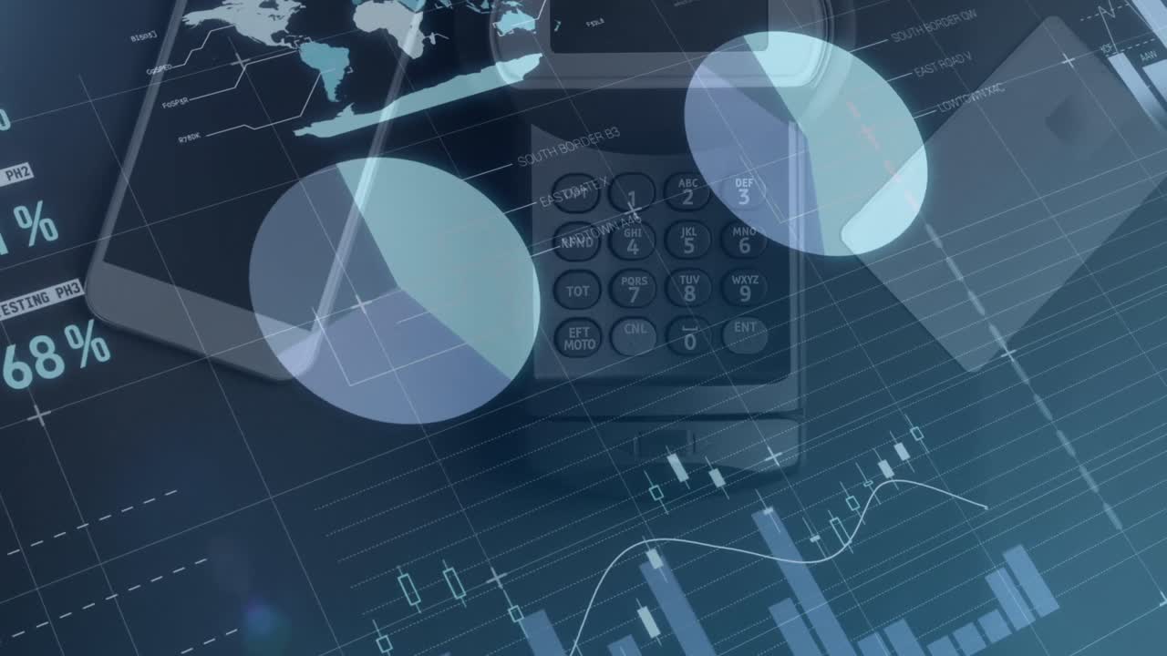 Digital animation of statistical data processing over grid network against credit card machine