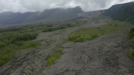 aerial view of volcanic landscape