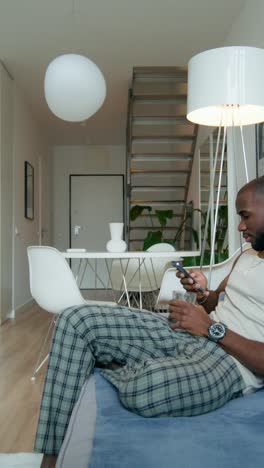 man relaxing at home