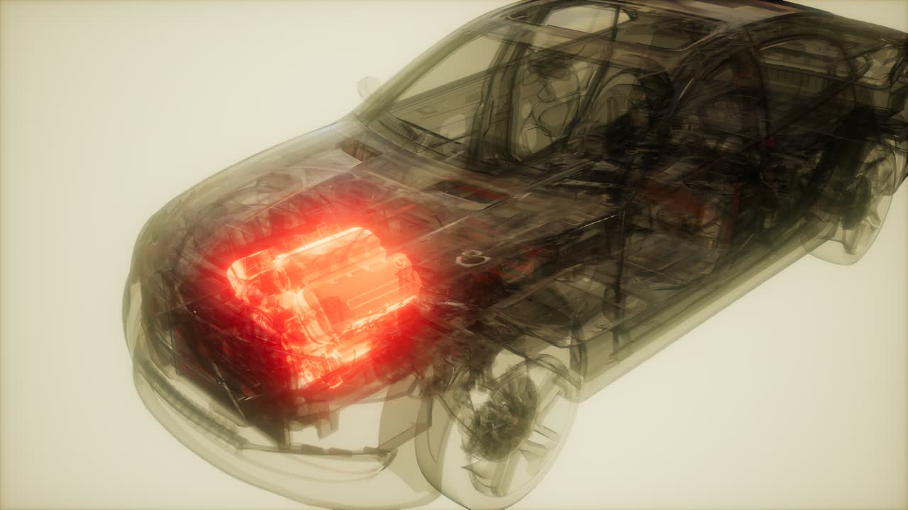 자동차 엔진이 자동차에서 보입니다.