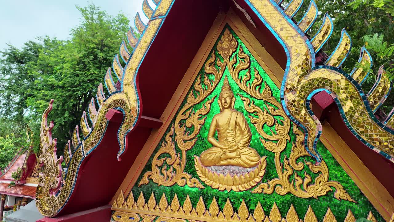 Buddhist religion temple design decoration Koh Samui Bophut Wat Phra Yai Thailand