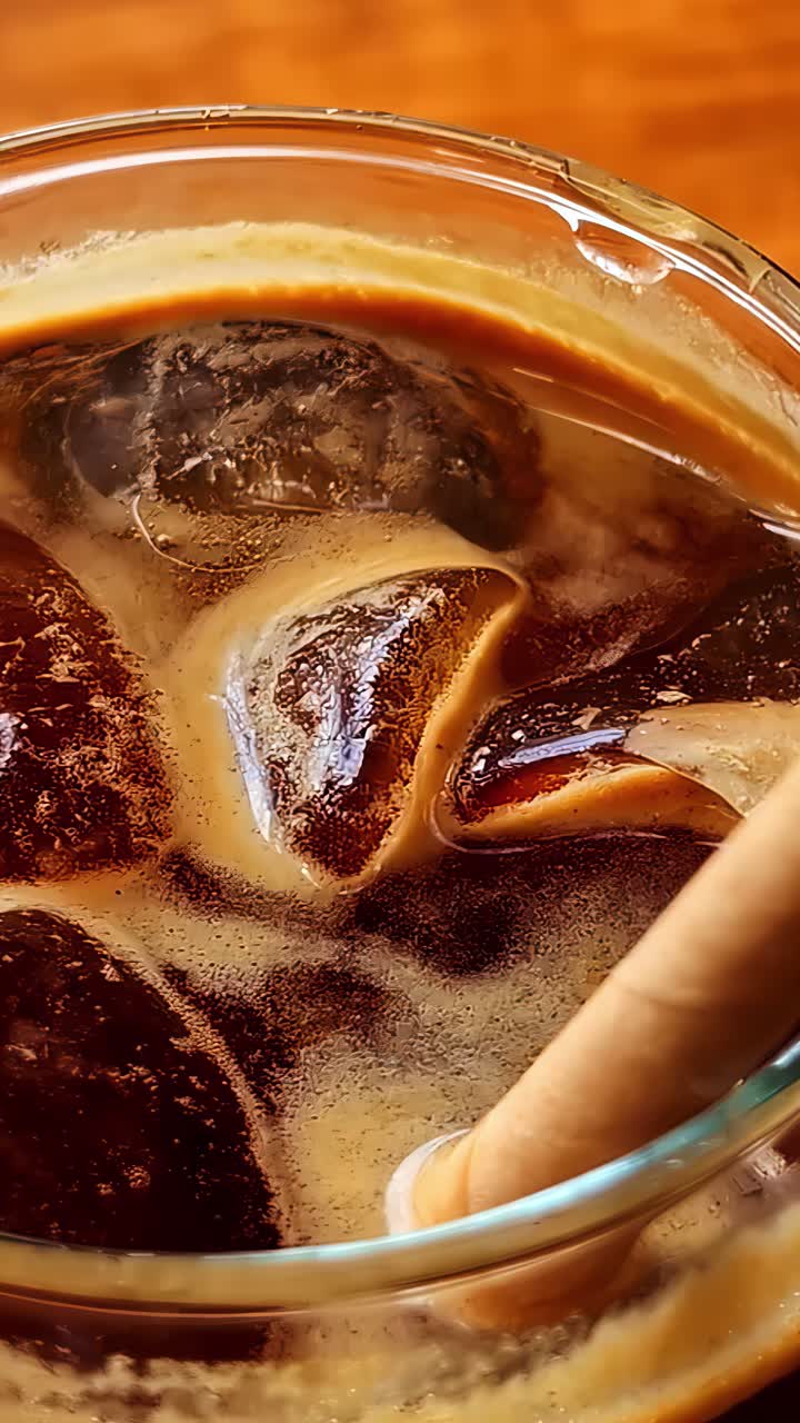Un refrescante café con hielo, perfecto para disfrutar mientras te relajas en Lombok, Bali, Indonesia: disparo vertical