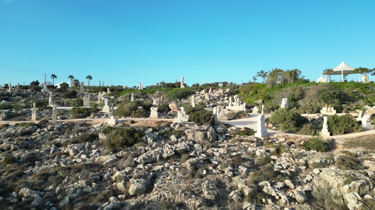 Panoramic View Of Sculpture Park In Ayia Napa, Cyprus. - pan left shot