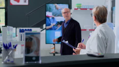 client seeing pharmaceutical product ad