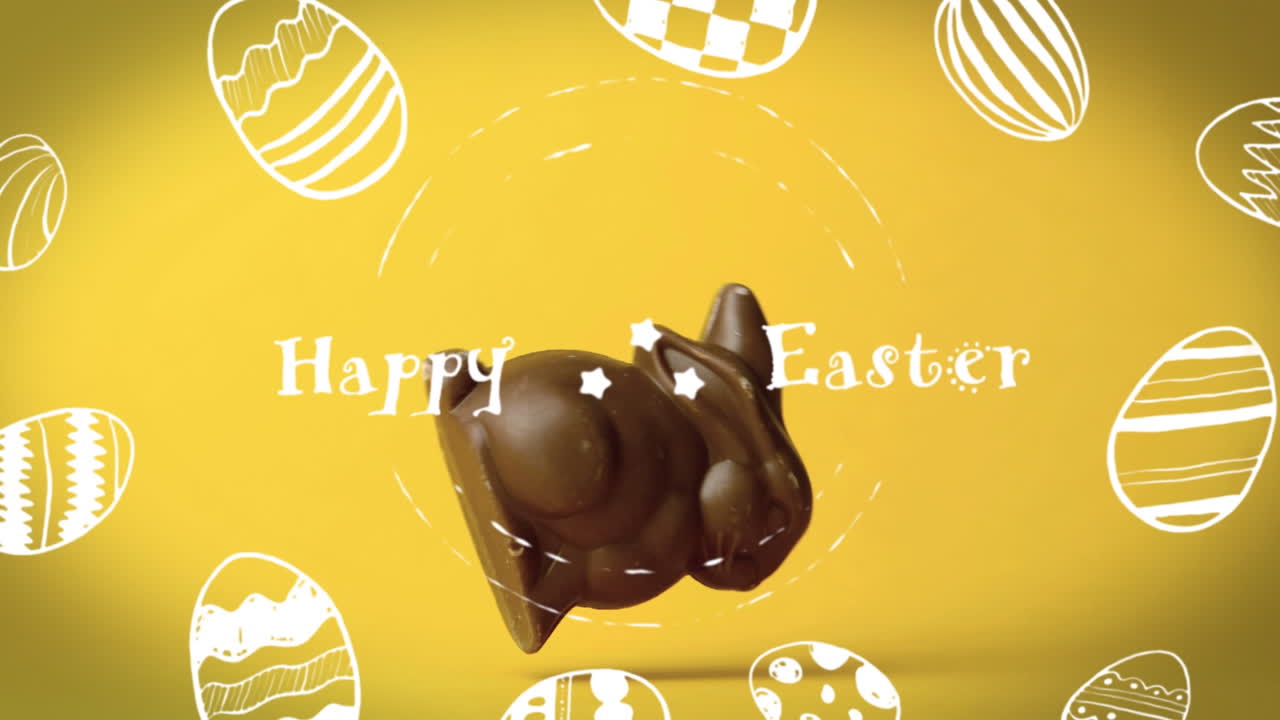 행복한 부활절 텍스트 배너와 장식 부활절 달 ⁇  아이콘 초콜릿 부활절 토끼