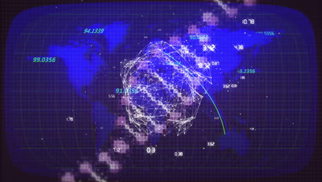 Globale-Netzwerkverbindungen-Und-Datenpunktanimation-über-Dem-Hintergrund-Einer-Weltkarte