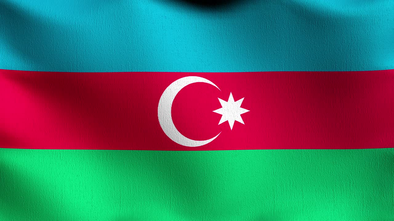 무결한 루프 4k vdo: 바람에 날아다니는 아제르바이잔 국기, 고립된 공식 애국적 추상 디자인, 흔들리는 표지 기호의 3d 렌더링 일러스트레이션