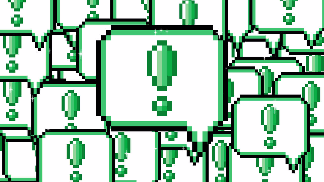 Pixel art pop up speech bubble icon exclamation mark Transitions. 1080p - 30 fps - Alpha Channel (4).mov