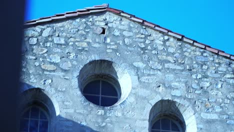 roof of a french old stone house in sun