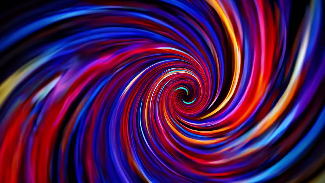 Colorful swirling vortex creating a mesmerizing abstract design, perfect for backgrounds, posters, or digital art projects, with vibrant hues of red, blue, and yellow blending seamlessly