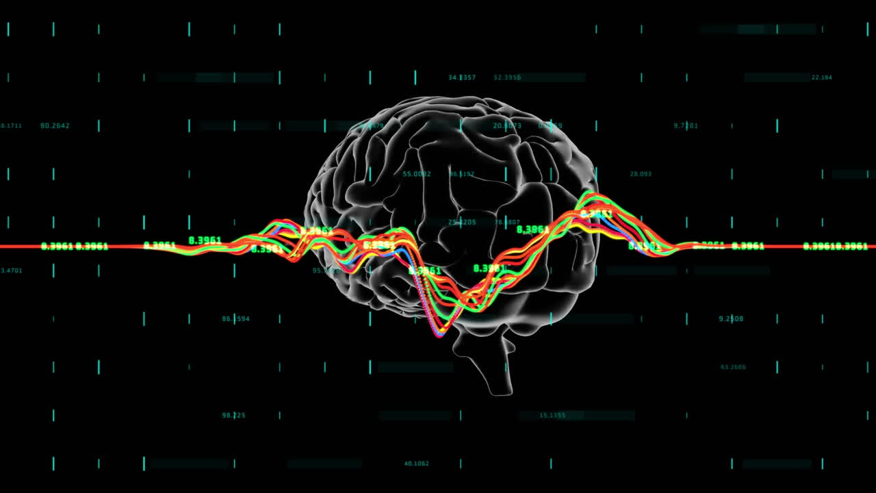 animación del procesamiento de datos digitales en el cerebro humano
