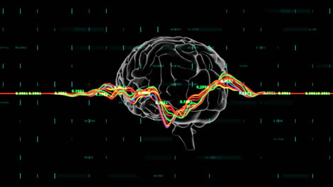 animation of digital data processing over human brain