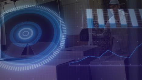 animation of futuristic data visualization with blue graphs in digital interface