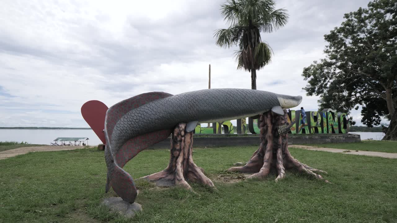 Statue of fish around the port of Narino, Colombia. Places of interest around the Amazon river